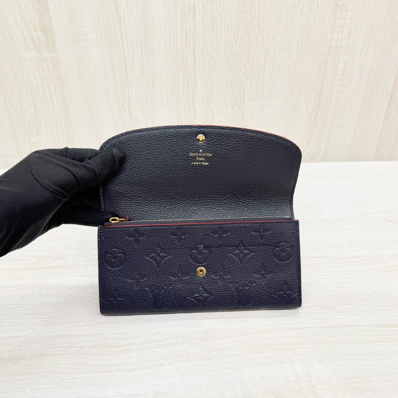lv海軍藍牛皮壓紋下蓋4卡長夾m69417-7