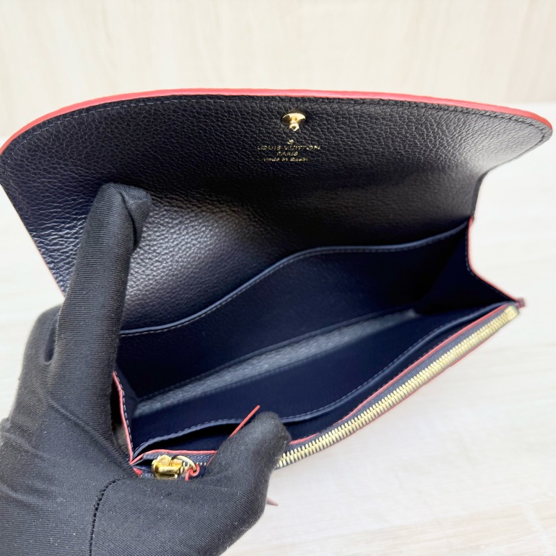 lv海軍藍牛皮壓紋下蓋4卡長夾m69417-9