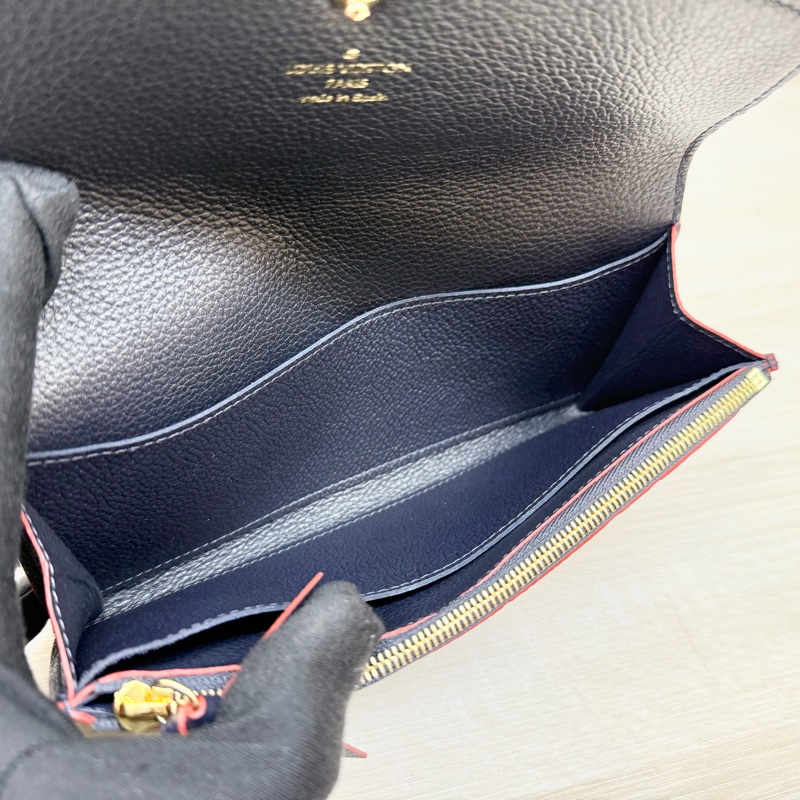 lv海軍藍牛皮壓紋下蓋4卡長夾m69417-10