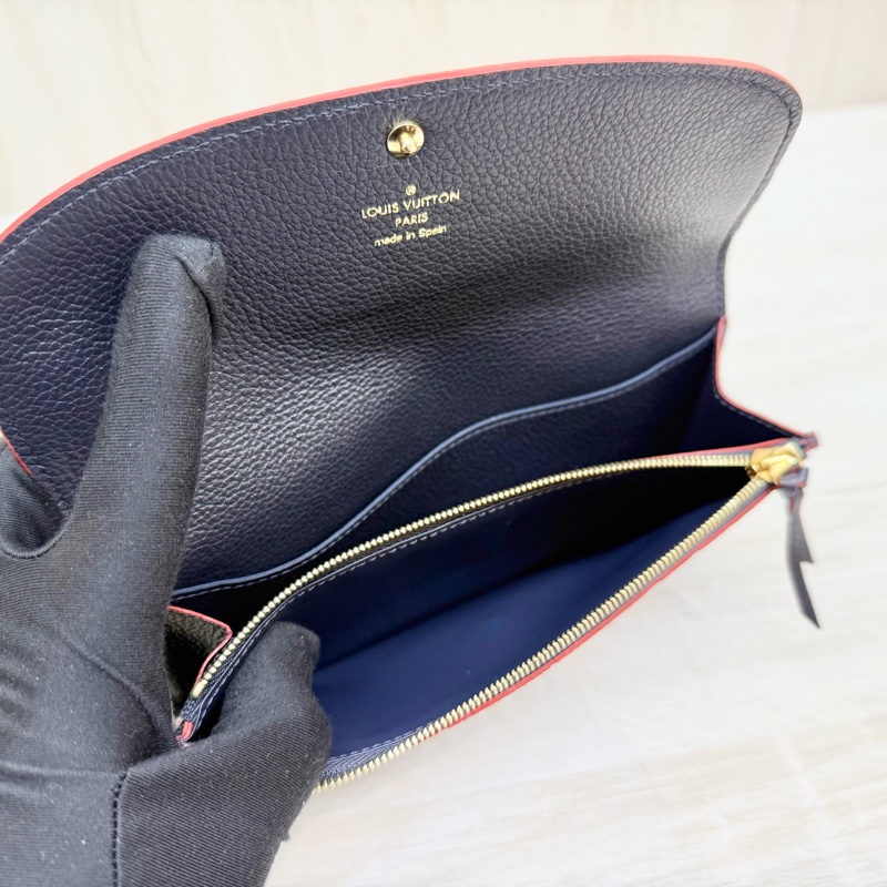 lv海軍藍牛皮壓紋下蓋4卡長夾m69417-11