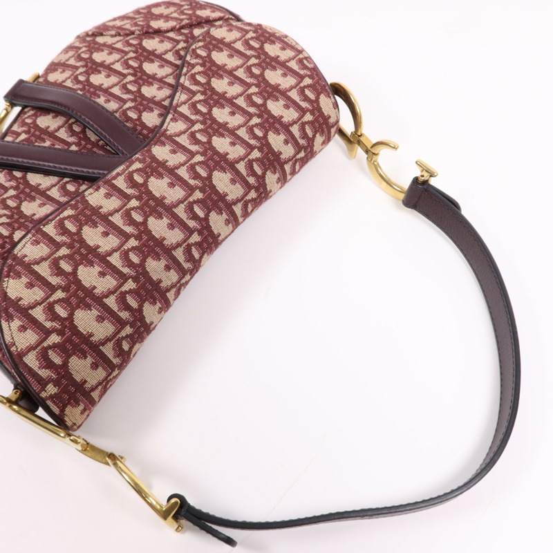 Dior 帆布Mini Saddle金扣手挽袋-7