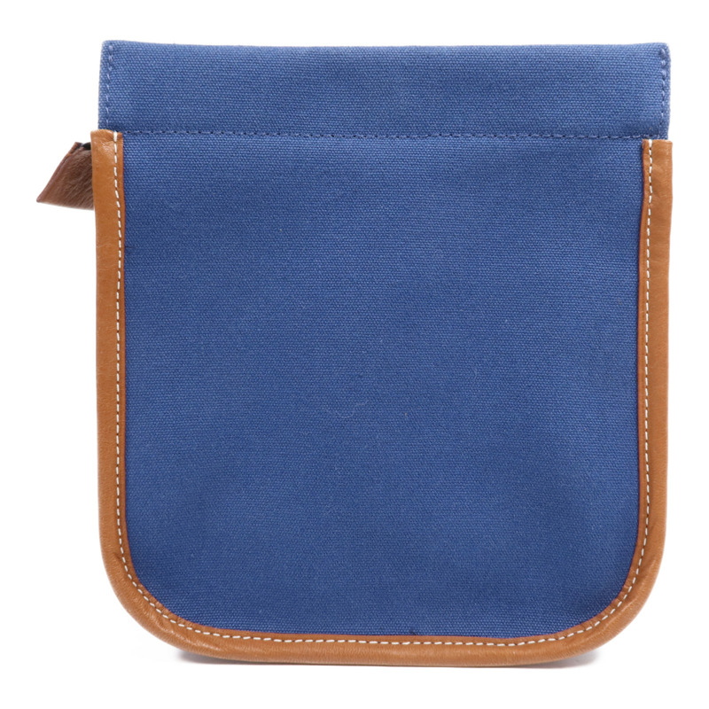 HERMES Swift皮革/棉質Embroidery Logo Camaiueu Pouch銀扣手拿包-1