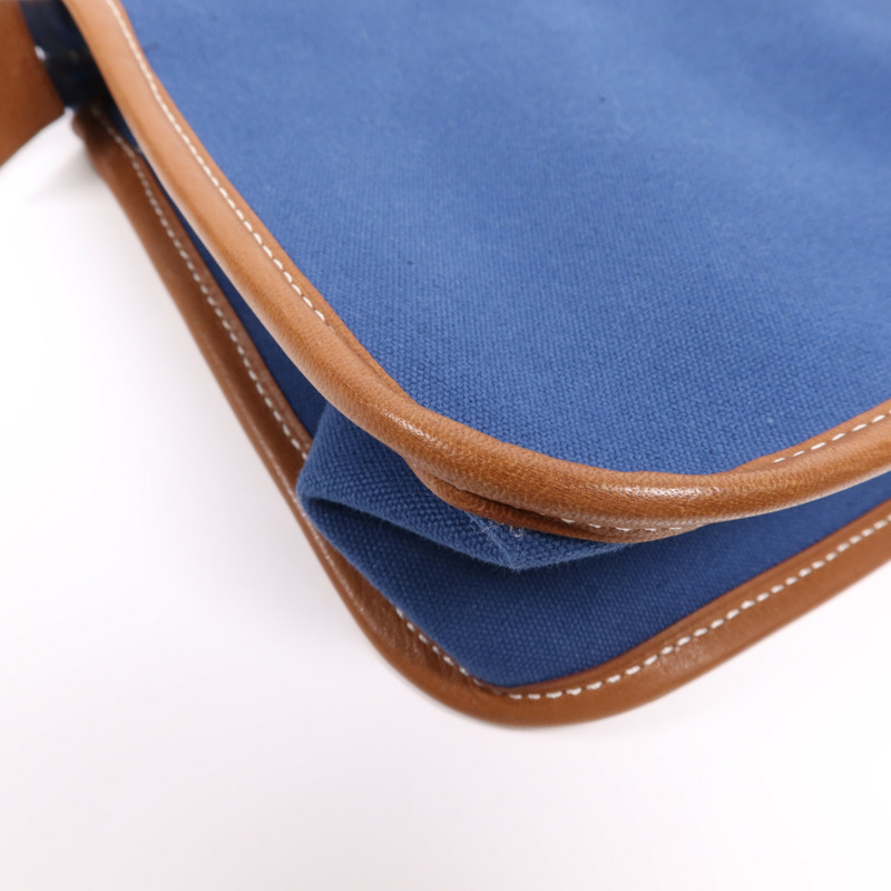 HERMES Swift皮革/棉質Embroidery Logo Camaiueu Pouch銀扣手拿包-7