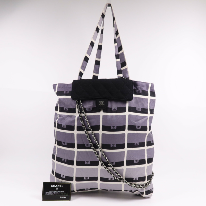 CHANEL 帆布Tote Bag銀扣手挽袋-1