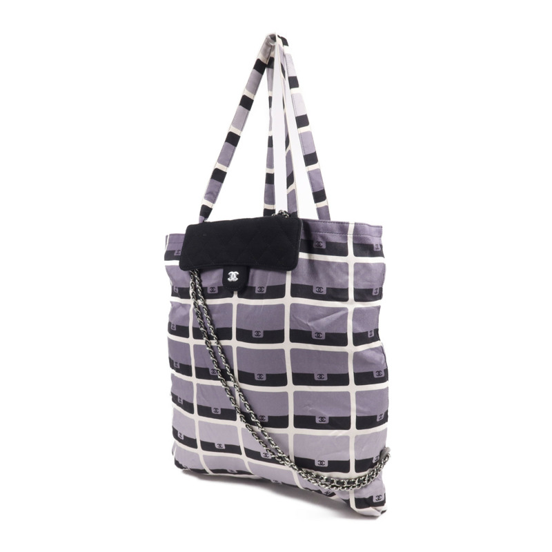 CHANEL 帆布Tote Bag銀扣手挽袋-2