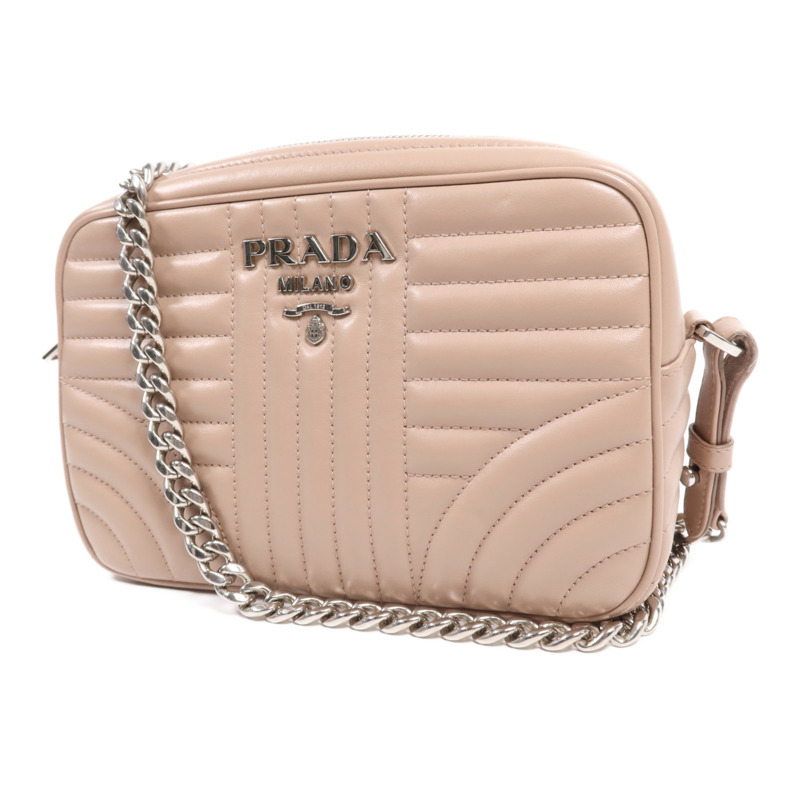 PRADA 牛皮皮革Shoulder Bag銀扣肩背袋-2
