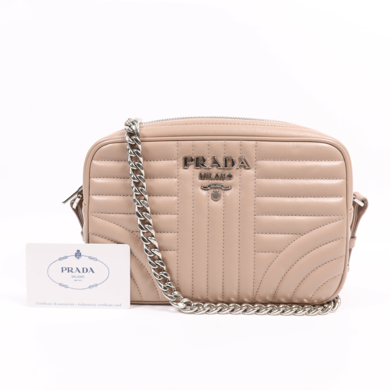 PRADA 牛皮皮革Shoulder Bag銀扣肩背袋-7