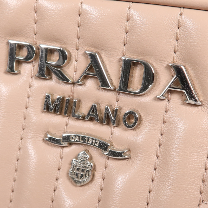PRADA 牛皮皮革Shoulder Bag銀扣肩背袋-13