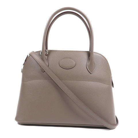 HERMES Epsom皮革Bolide 27銀扣手挽肩背兩用袋Etain