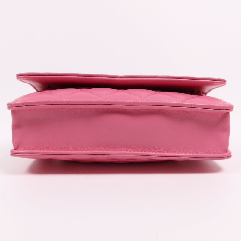 CHANEL 羊皮皮革WOC Wallet On Chain銀扣鏈帶肩背袋-3