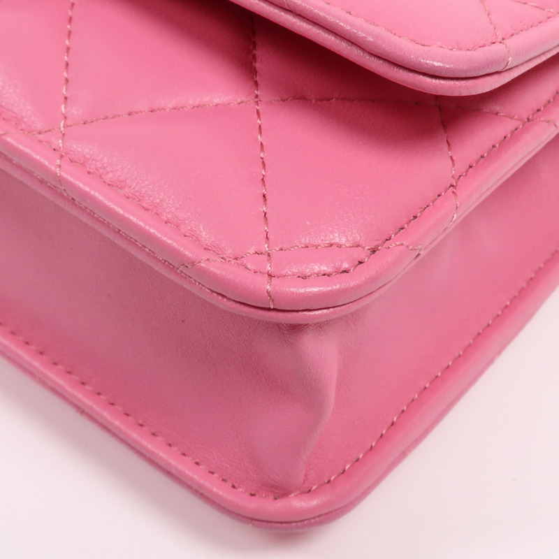 CHANEL 羊皮皮革WOC Wallet On Chain銀扣鏈帶肩背袋-4