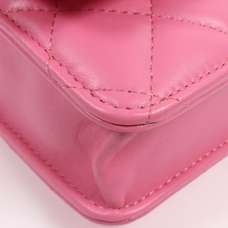 CHANEL 羊皮皮革WOC Wallet On Chain銀扣鏈帶肩背袋-5