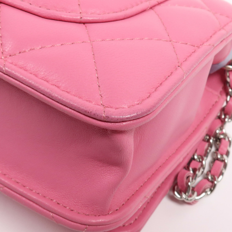 CHANEL 羊皮皮革WOC Wallet On Chain銀扣鏈帶肩背袋-6