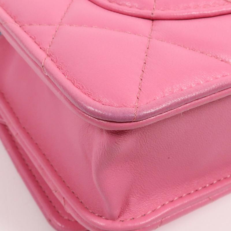 CHANEL 羊皮皮革WOC Wallet On Chain銀扣鏈帶肩背袋-7