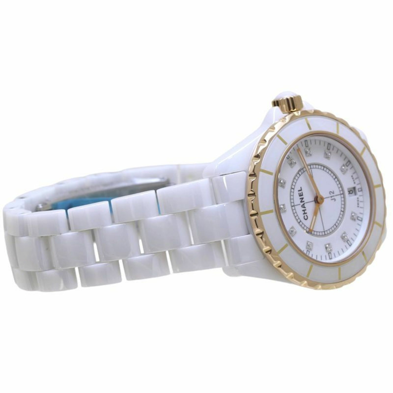 香奈兒 J12 白色陶瓷腕錶，鑲嵌 11 顆鑽石，配 PG 錶圈 (H2180) - 男士腕錶，18K 金 (40180)-4