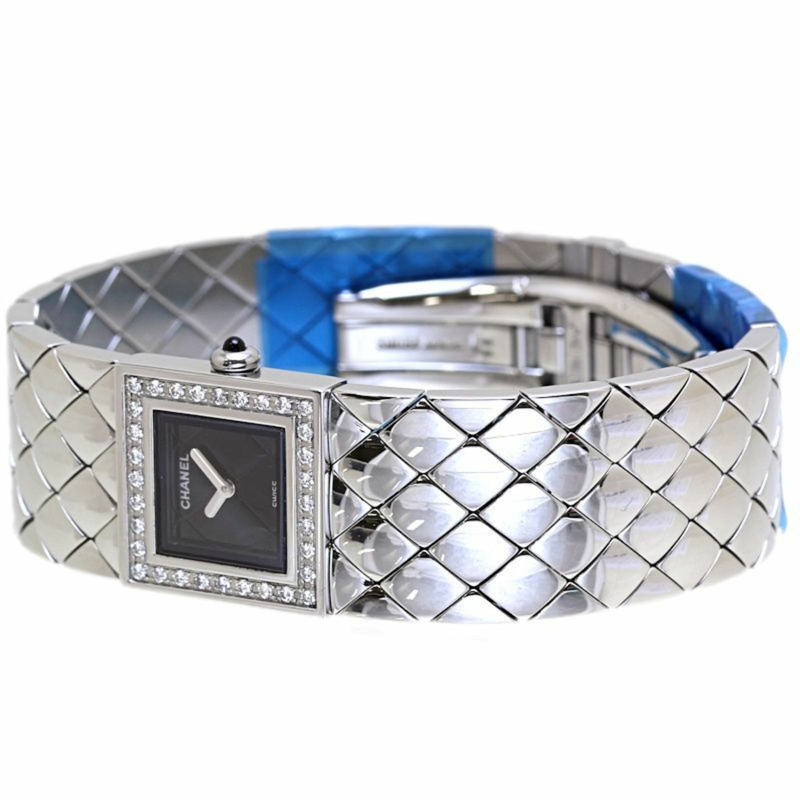 香奈兒 (CHANEL) 菱格紋鑲鑽錶圈女錶 H0489 SS 40167-2