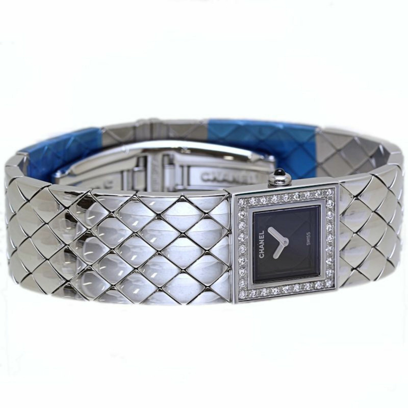 香奈兒 (CHANEL) 菱格紋鑲鑽錶圈女錶 H0489 SS 40167-5