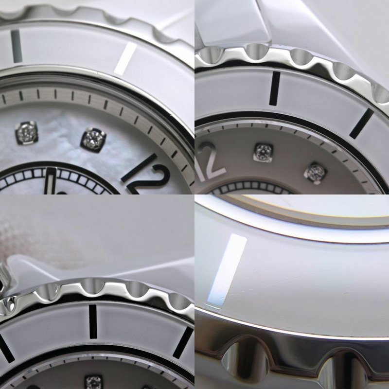 香奈兒 J12 33毫米 8鑽腕錶 H2422 女士白色陶瓷及不鏽鋼腕錶 40159-6