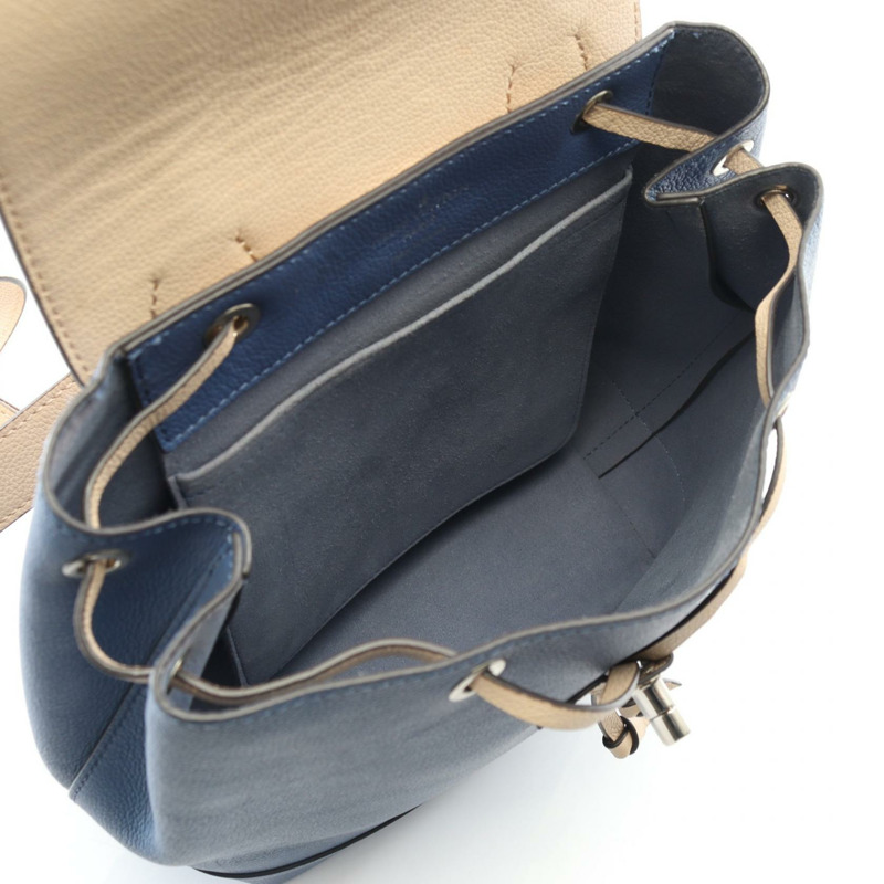 路易威登 Lock me 雙肩包 M41817 皮革 藍色 米色 二手 女士-2