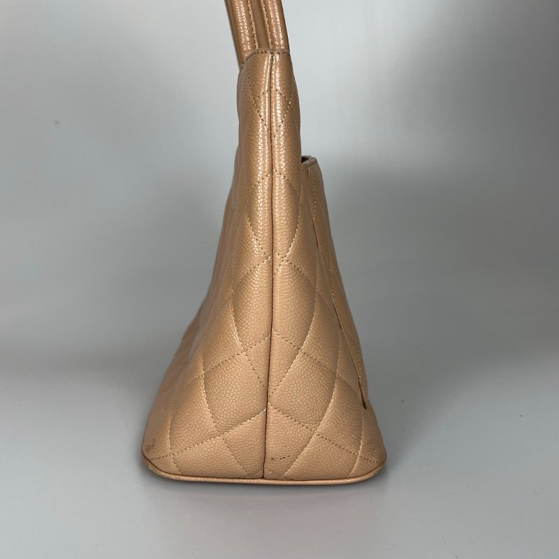 CHANEL 荔枝金幣包 奶茶色-3