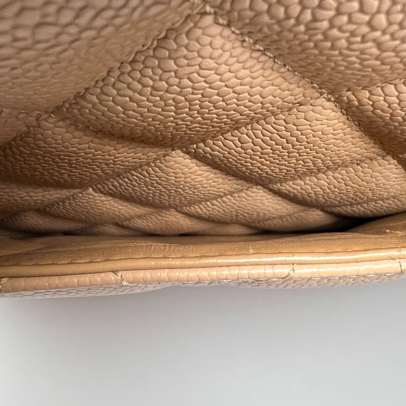 CHANEL 荔枝金幣包 奶茶色-9