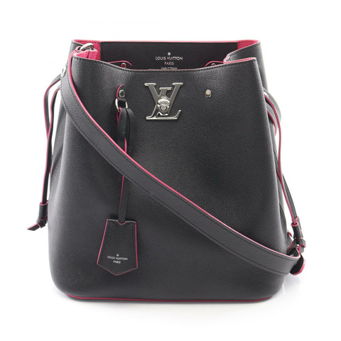 路易威登 Lockme 水桶斜背包 M54677 黑色皮革 二手 LV