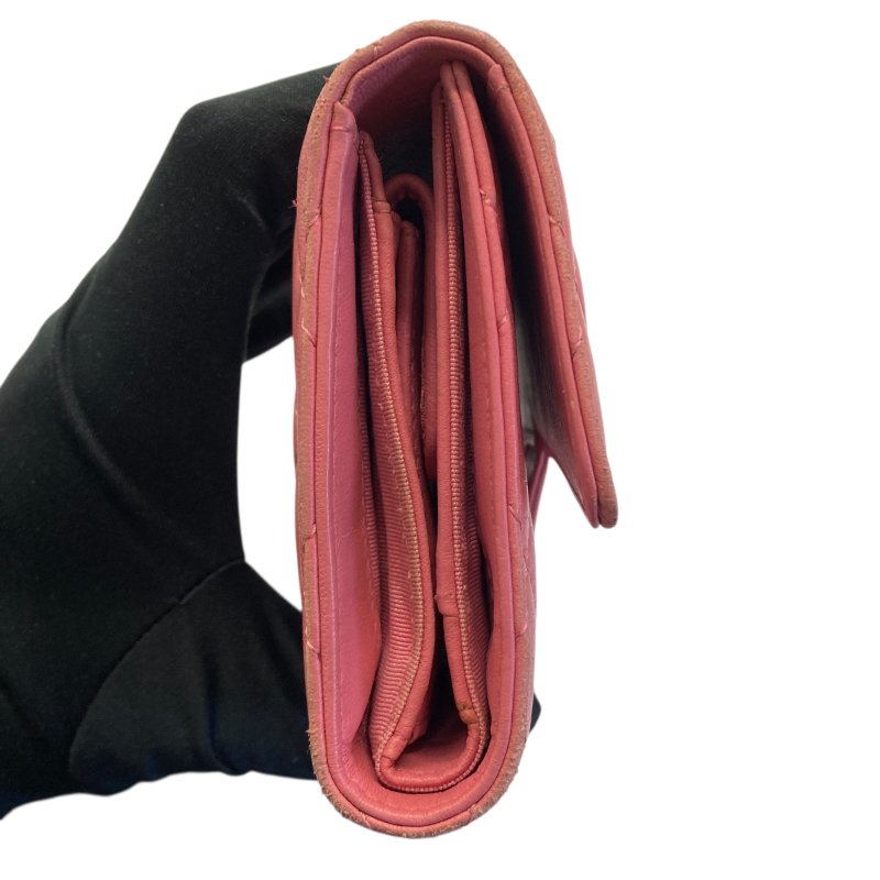 CHANEL 香奈兒 羊皮 長夾 粉色-3