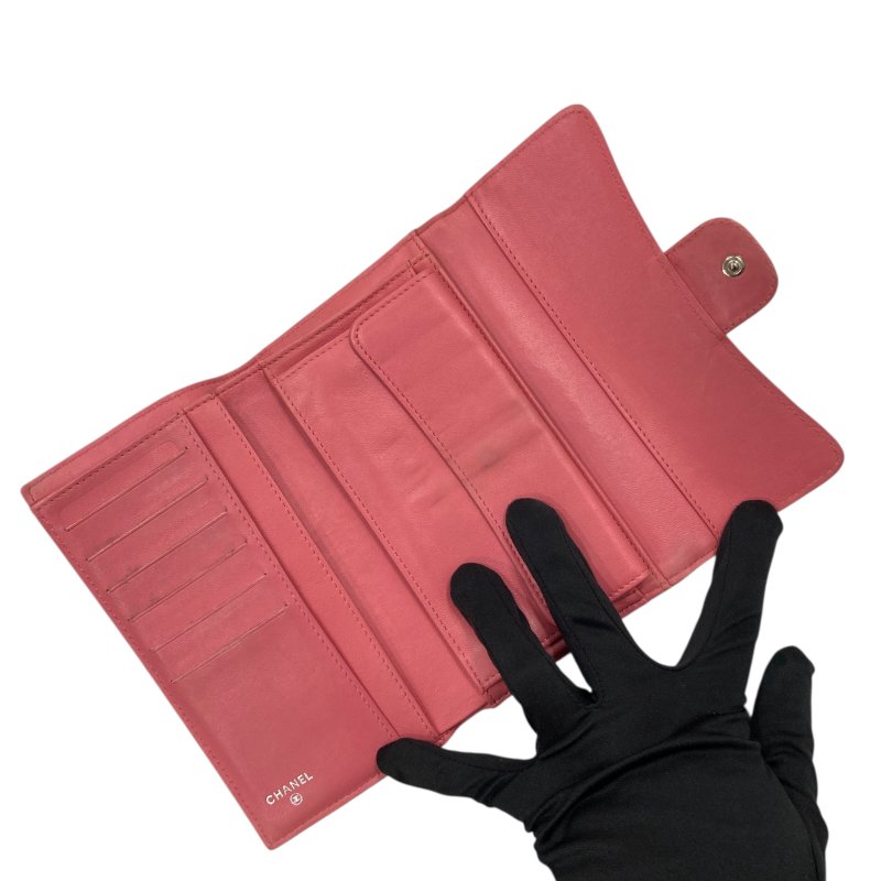 CHANEL 香奈兒 羊皮 長夾 粉色-6