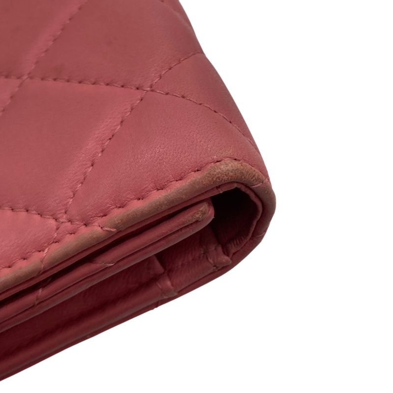 CHANEL 香奈兒 羊皮 長夾 粉色-15