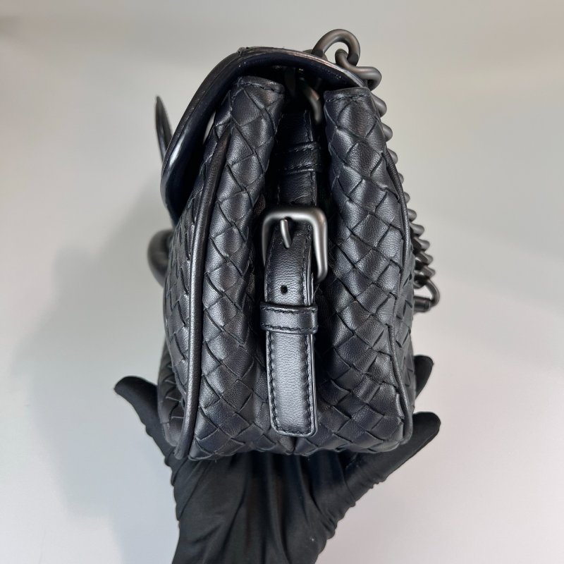 BV 黑編織單肩鍊條包-2