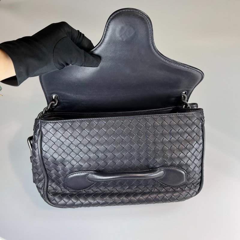 BV 黑編織單肩鍊條包-4