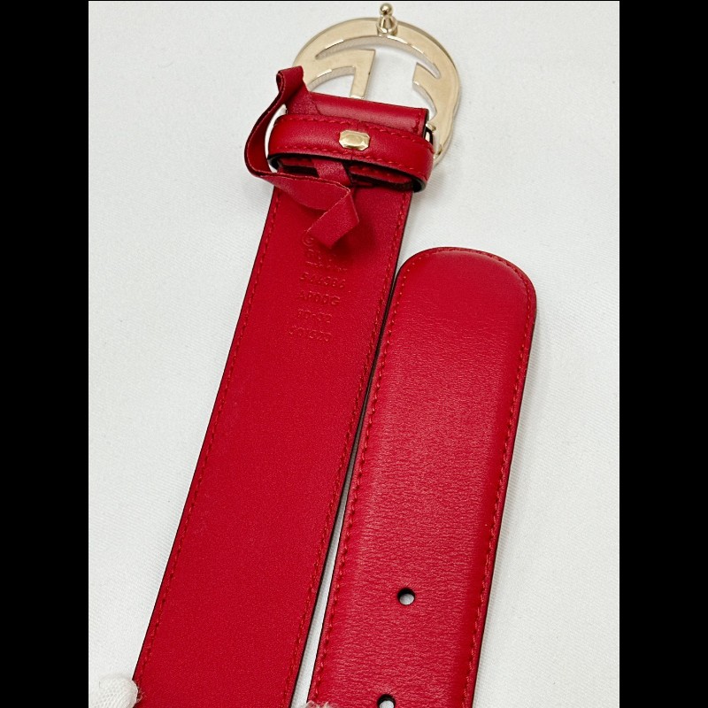 莉亞精品♡Gucci 紅色皮帶 二手美品-3
