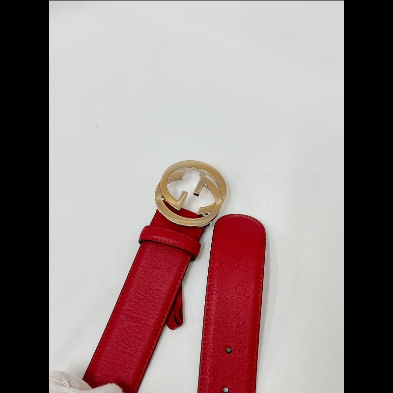 莉亞精品♡Gucci 紅色皮帶 二手美品-4
