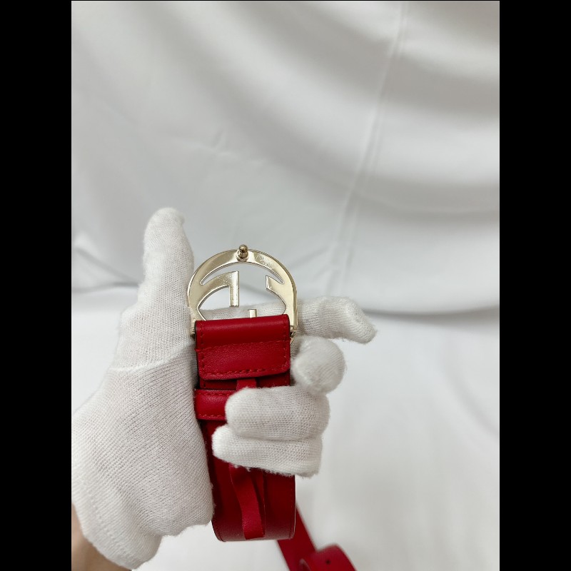 莉亞精品♡Gucci 紅色皮帶 二手美品-5