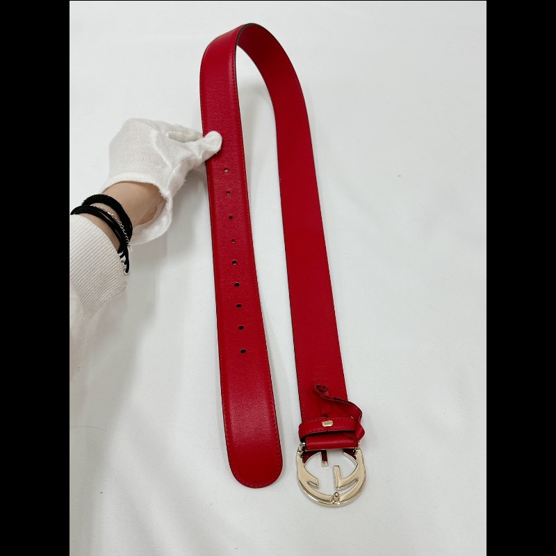 莉亞精品♡Gucci 紅色皮帶 二手美品-8