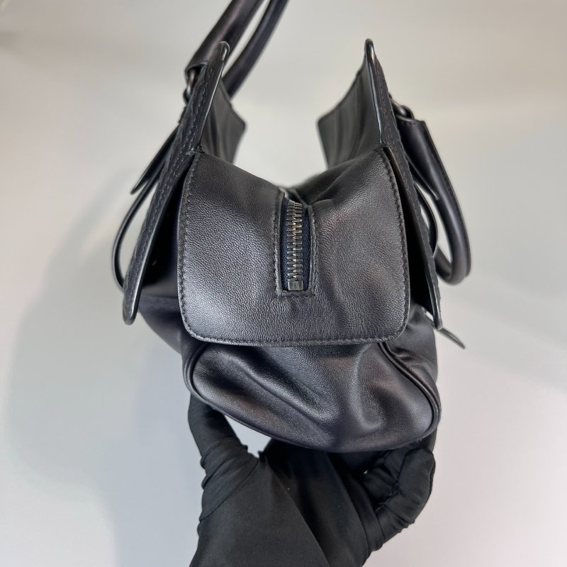 BV 黑棕編織雙面翻蓋手提包-2