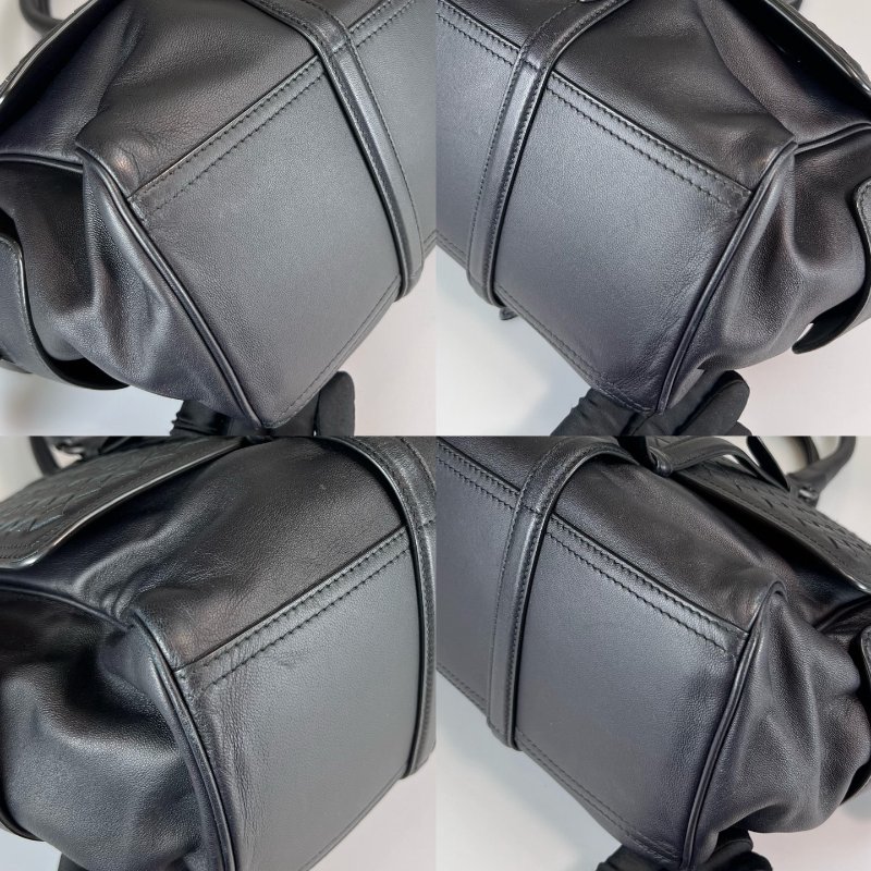 BV 黑棕編織雙面翻蓋手提包-13