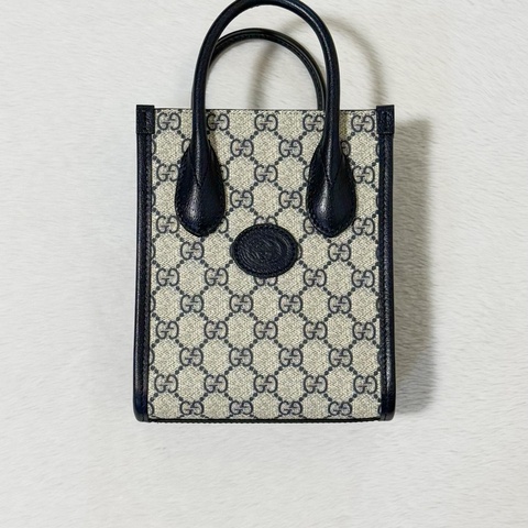 GUCCI Interlocking黑色帆布mini兩用琴譜包