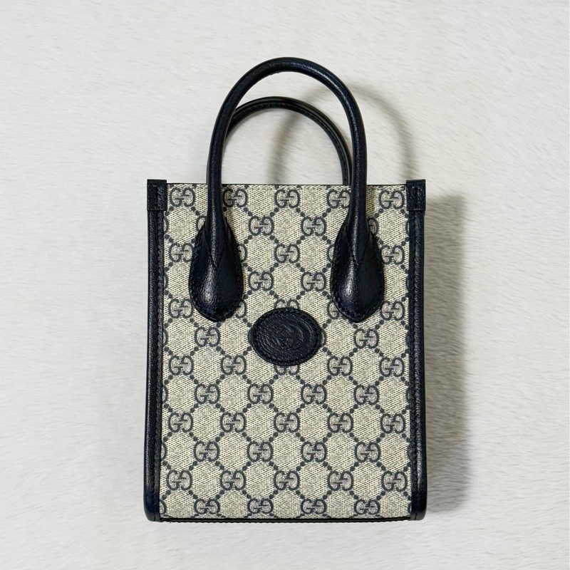 GUCCI Interlocking黑色帆布mini兩用琴譜包-7