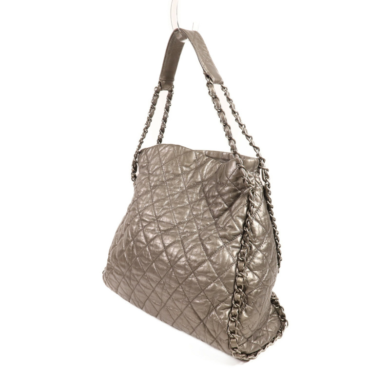 CHANEL 牛皮皮革Chain Me Hobo銀扣鏈帶肩背袋-2