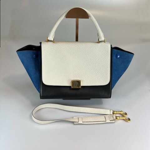 CELINE藍拼白 Trapaze Bag鞦韆包