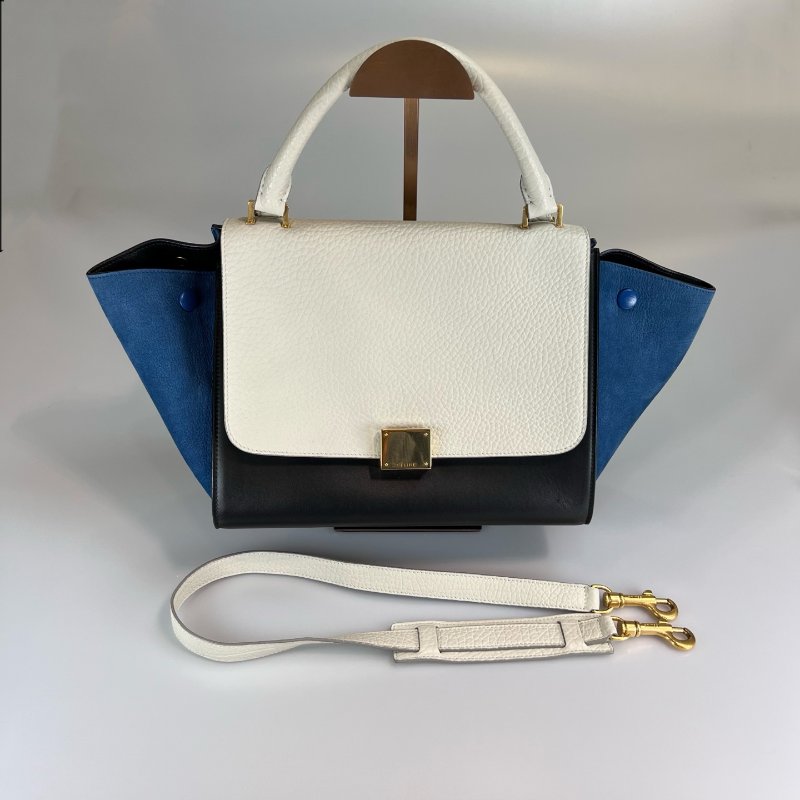 CELINE藍拼白 Trapaze Bag鞦韆包-0