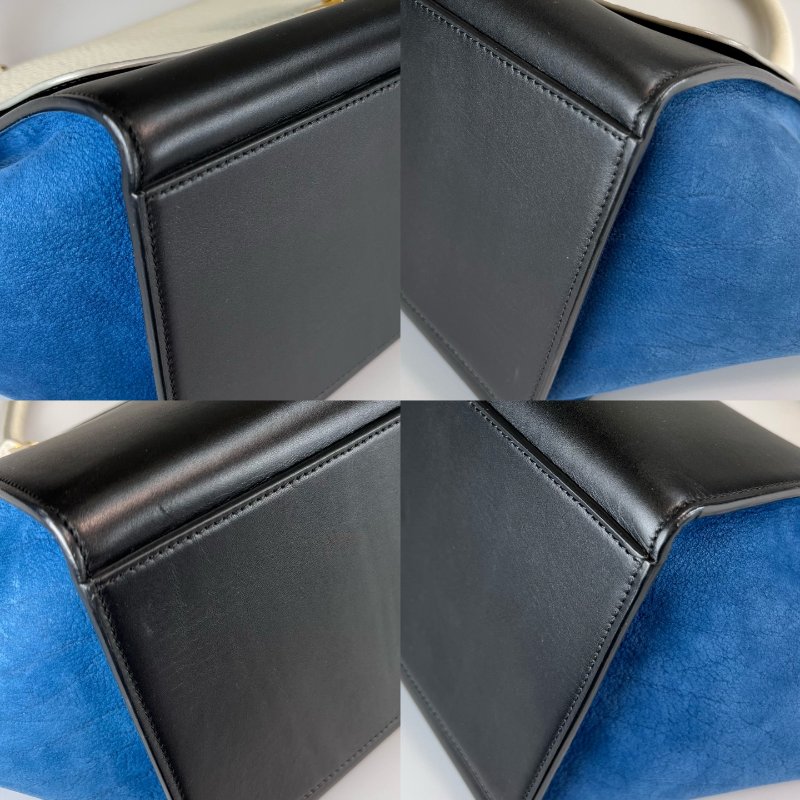 CELINE藍拼白 Trapaze Bag鞦韆包-16