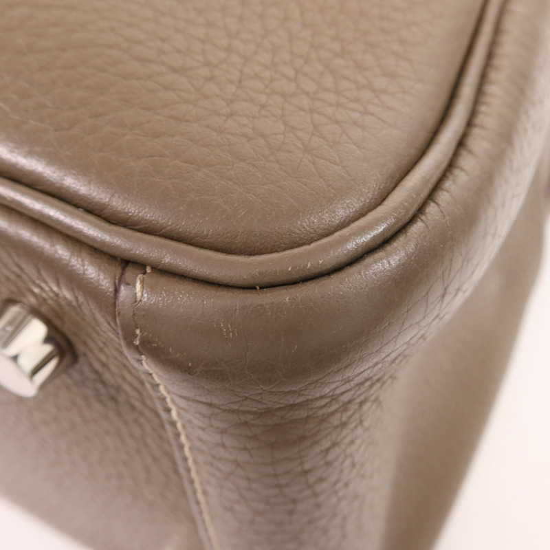 HERMES Clemence皮革Lindy 26銀扣手挽肩背兩用袋Etoupe-5