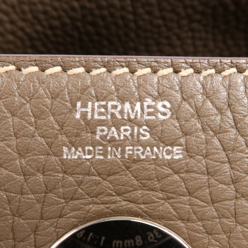 HERMES Clemence皮革Lindy 26銀扣手挽肩背兩用袋Etoupe-11