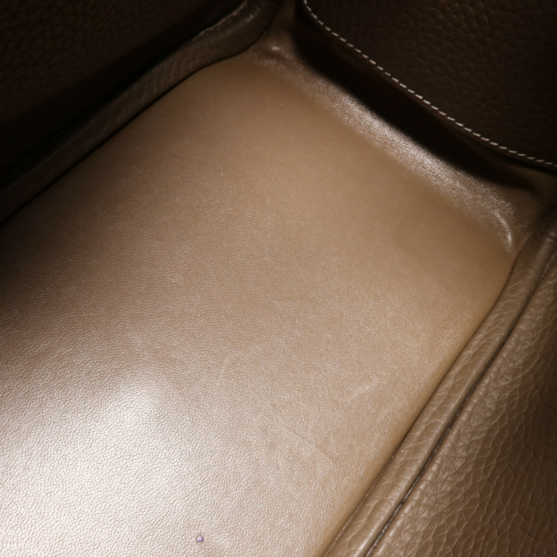 HERMES Clemence皮革Lindy 26銀扣手挽肩背兩用袋Etoupe-14