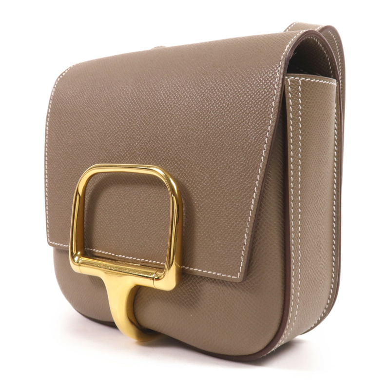 HERMES Epsom皮革Della Cavalleria Mini金扣肩背袋Etoupe-2