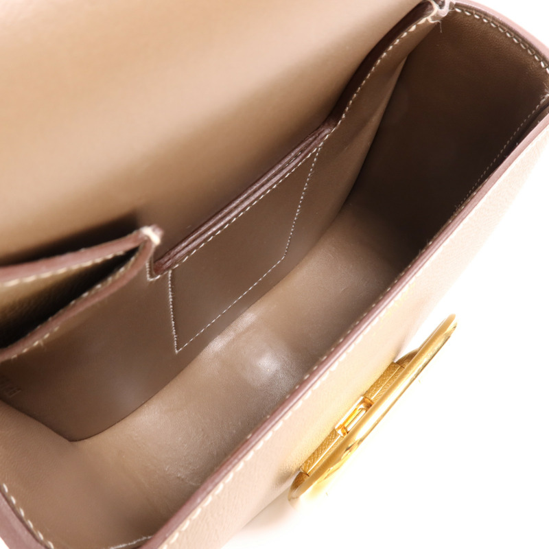 HERMES Epsom皮革Della Cavalleria Mini金扣肩背袋Etoupe-4