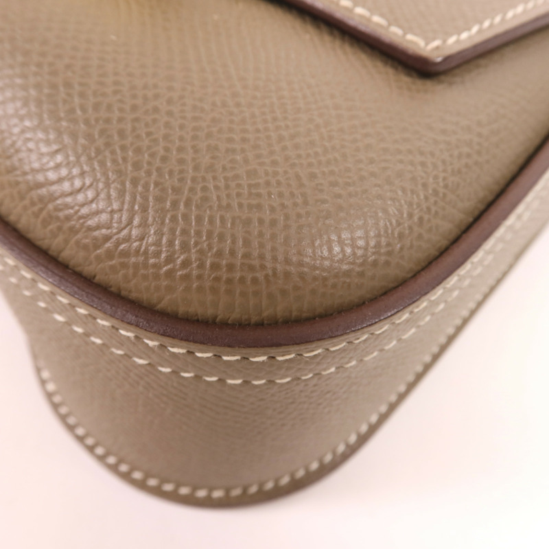 HERMES Epsom皮革Della Cavalleria Mini金扣肩背袋Etoupe-9