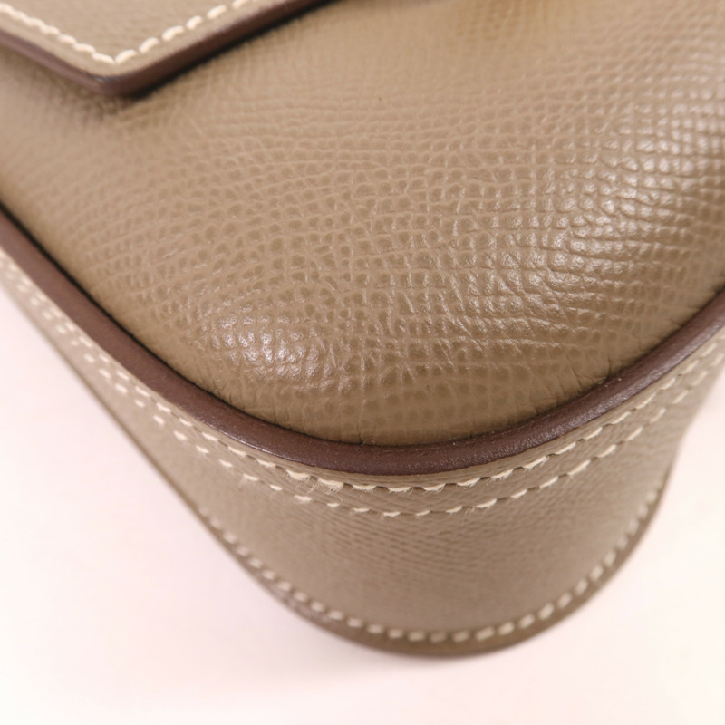 HERMES Epsom皮革Della Cavalleria Mini金扣肩背袋Etoupe-10